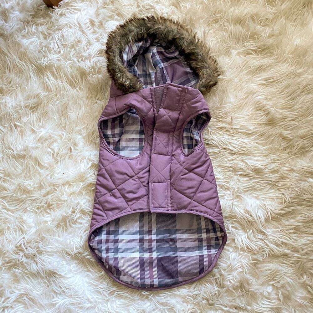 Barkley & Finn Dog Coat Medium Purple Hooded Winter Pet Jacket